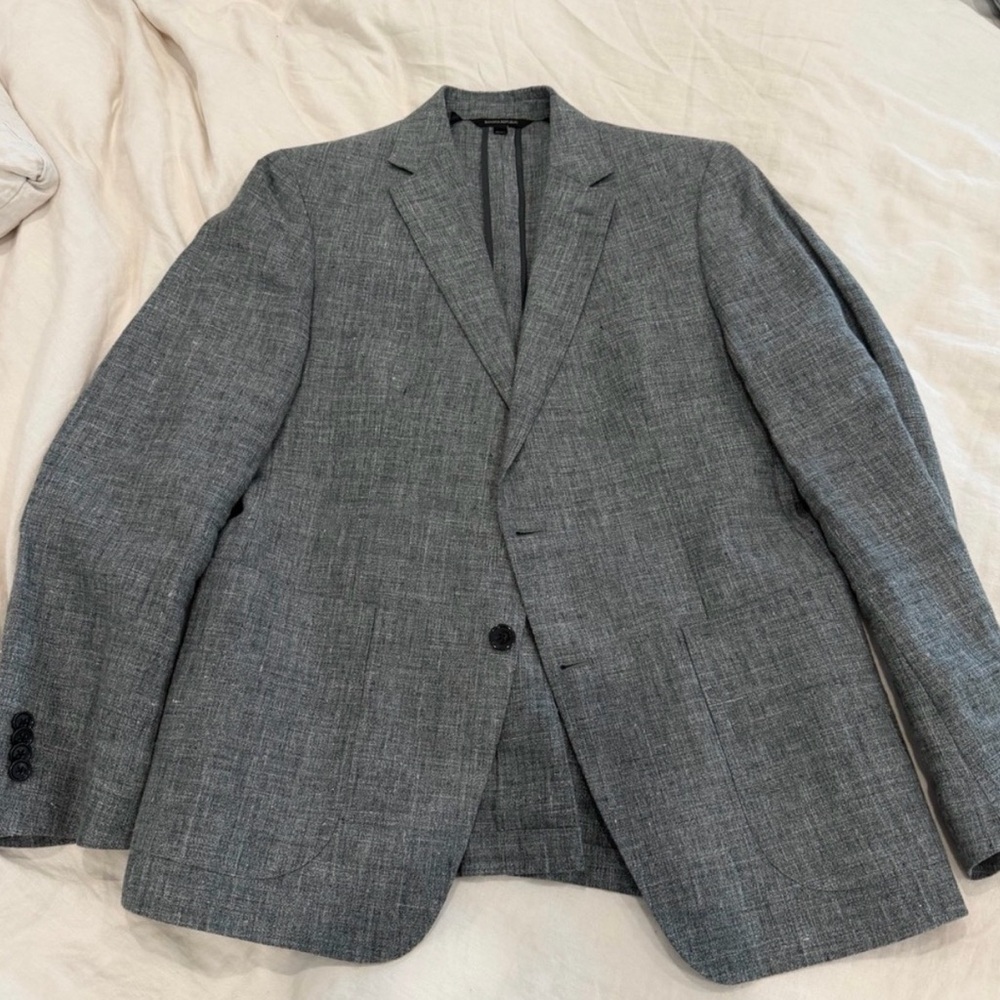 Banana Republic Men's Gray Textured Blazer - Single-Breasted